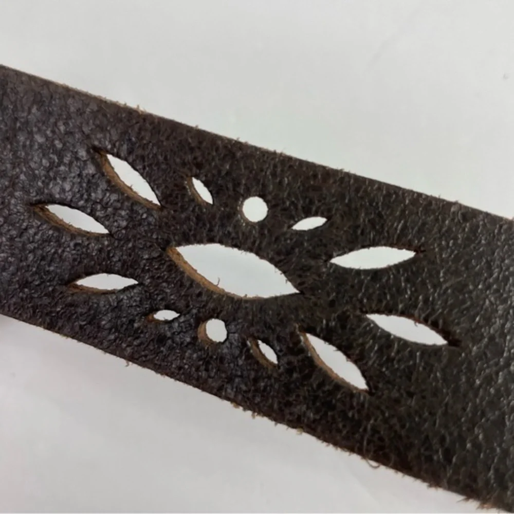 Dark Brown Leather Belt Perforated‎ Starburst